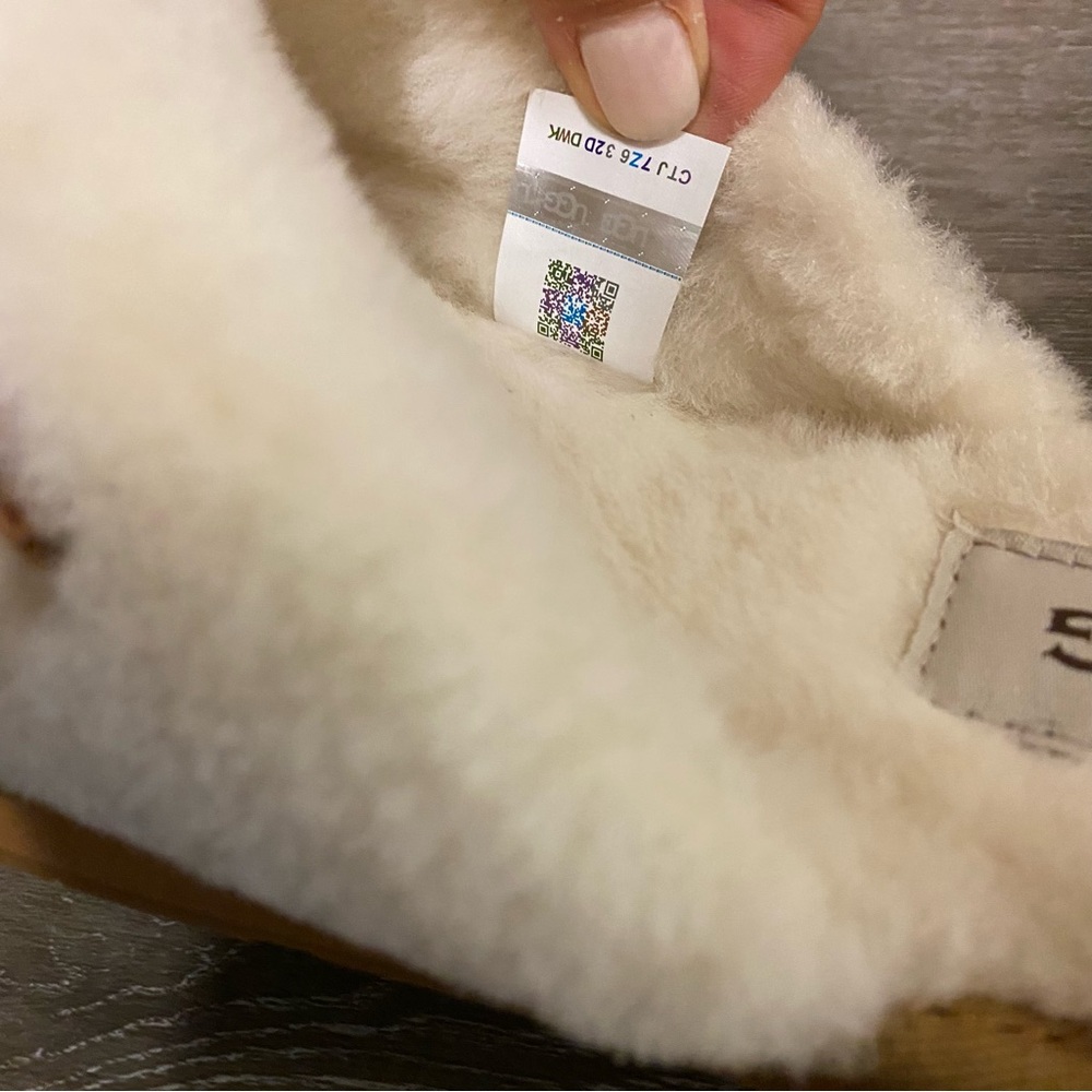 UGG | Annia Peep Toe Sheepskin Slide Slippers Chestnut Cream NEW - Picture 6 of 8